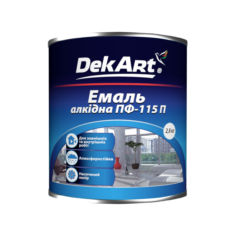 Емаль алкідна DEKART ПФ-115П, глянець темно-сірий, 0,9кг